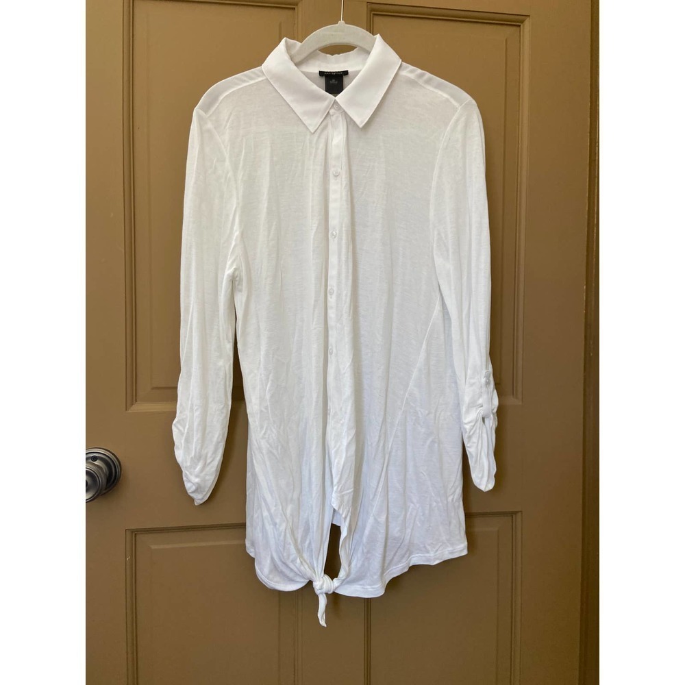 Ann Taylor Factory White Button Up Shirt Size M